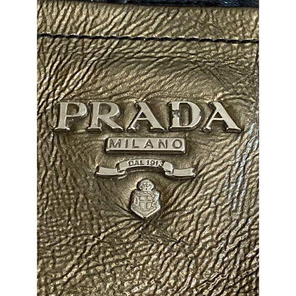 Prada Milano Leather Shoulder Bag Tote Metallic Ombre Leather - Picture 3 of 10